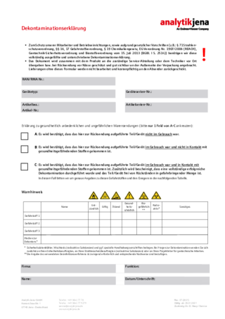 Formular Dekontaminationserkl?rung